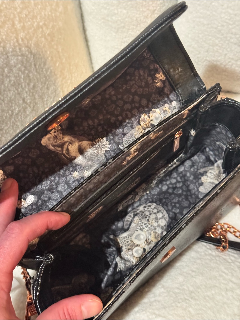 Ted Baker Black Crossbody with Rose Gold Chain Strap - Picture 10 of 11